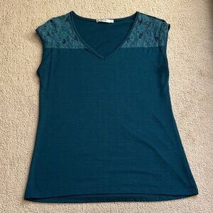 Teal Lace Accent Tank